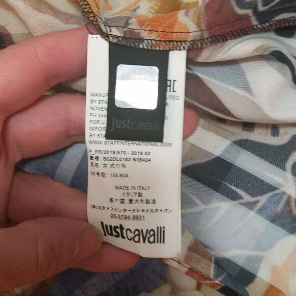 Just Cavalli Multicolor Floral Print Cotton & Silk Oversized Blouse S - Picture 8 of 11